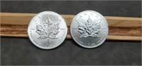 (2) 2013 One Ounce Silver Canada Maple Leafs