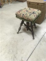 Antique Piano Stool w/ Talon & Glass Ball Feet