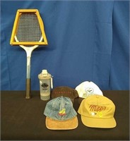 Vintage Tennis Racket Sports Bottle 4Baseball Caps