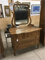 45x67x24 Inch Oak Dresser w/ Mirror