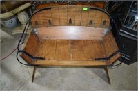 Refinished wooden sleigh bench with original