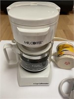 4 cup white coffee maker with 10 mugs