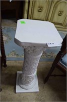 White plaster molded plant stand with Grecian