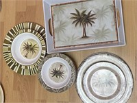 Palm tree dinner plates - three (3), four (4)