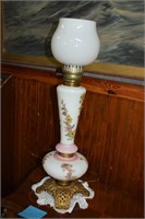 HP Parlor lamp with pink & yellow florals 27" H