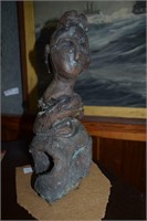 Artist 14" H bronze two faced bust statue