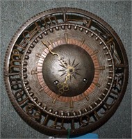 Metallic Zodiac sundial clock unknown maker or