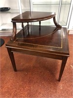 Square Mid Centruy Modern Leather Top Corner Table
