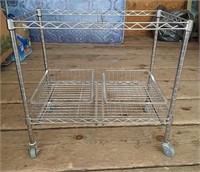 Chrome Rolling Cart with 2 Baskets