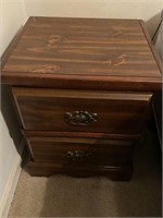 Dark wood night stand with two (2) drawers