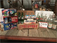 Pepsi  Wood Crate,Various Bottles, 12 pack