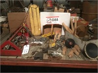 Red Tool Box, Grinder, Swing Seat, Spindles, Etc