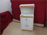 White wooden microwave stand