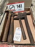 Claw Hammers (2), Hatchet, Blacksmith Hammer