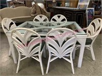 Vintage rattan dining table & 6 chairs