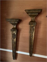 Tall Distressed Gilt Gold Corbel Wall Shelves