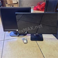 (2) Dell Monitors and USB Wireless Mouse