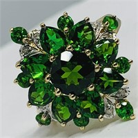14KT YELLOW GOLD DIOPSIDE AND DIAMOND RING