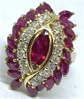 14KT YELLOW GOLD 3.00CTS RUBY &.75CTS DIA.