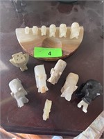 LOT OF STONE AND ONYX ELEPHANTS AND 1 OWL