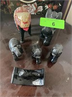 6 PIECE LOT OF DECORATIVE ELEPHANTS TRUNK UP