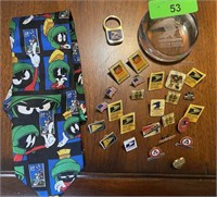 MARVIN THE MARTIAN TIE AND USPS PINS PAPERWEIGHT