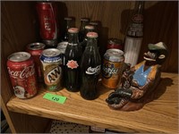 LOT OF COLLECTIBLE COCA COLA BOTTLES CANS