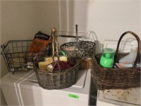 ALL THE BASKETS AND CONTENTS ON TOP OF WASHER/DRYE