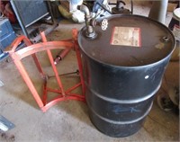 55 gallon drum with barrel cart.