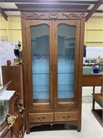 Carved Wood Accented Lighted Display Case