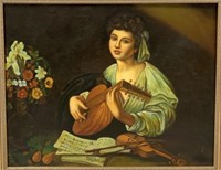 Signed "Lady Playing Lute"