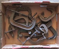 Collection of various size C-clamps.