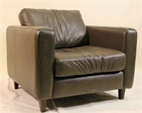 CONTEMPORARY CUSTOM MADE BROWN LEATHER CLUB CHAIR