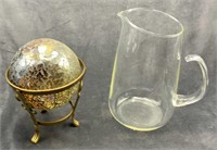 Mirrored Ball with Brass Stand, Pyrex Pitcher