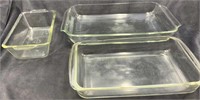 One Fire King, Two Pyrex Baking Pans