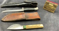 Buck Knife and Skinning Knife, w/Sheaths, Sharpen