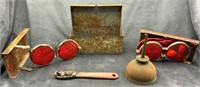 Oil Can, Pipe Wrench, Vintage Road Reflectors