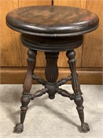 Antique Claw & Glass Ball Piano Stool
