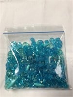 Lot of clear blue green plastic beads