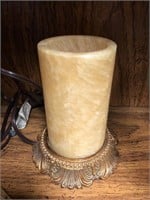 Stone faux candle lamp w gold base