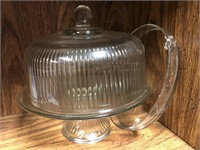 Clear glass cake stand w lid