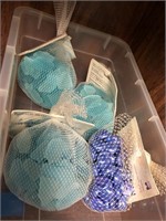 3 new bags of blue frosted glass and purple gems