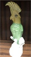 Vintage hand painted cockatoo statue, signed