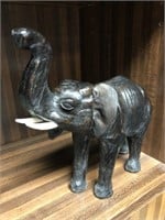 Vintage leather covered elephant statue