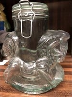 Vintage glass large rocking horse mason jar