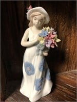Porcelain woman with flowers figurine
