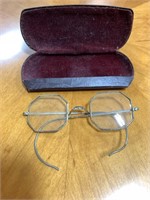 Antique Gold Filled Eye Glasses & Case