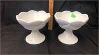2 milk glass candle holder