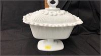 rectangle milk glass covered dish