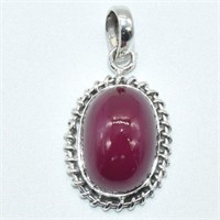 Sterling Silver Ruby Filigree Necklace Pendant SJC